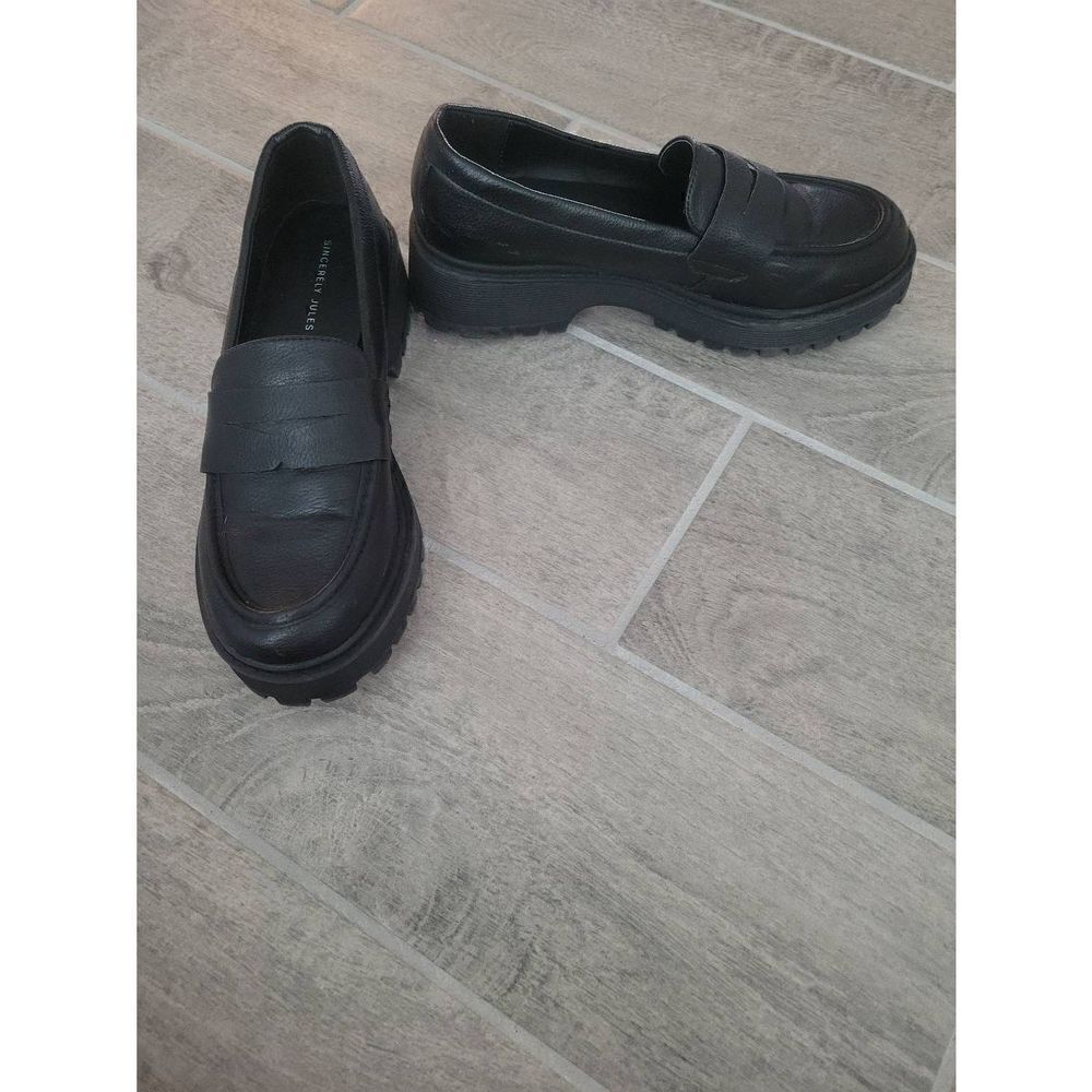 Sincerely Jules Rocker Chunky Loafer‎ Shoe Black Size 8.5